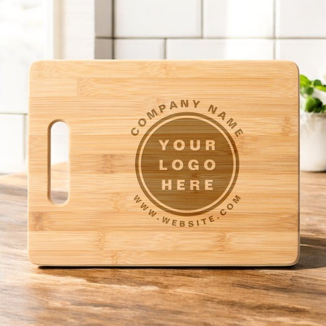 Business Company Corporate Your Logo Modern  Engraved Cutting Board (Creator Uploaded)