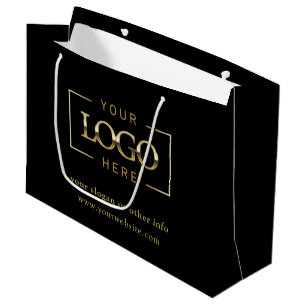 Business Company Custom Logo   Black Promotional Large Gift Bag