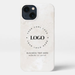 Business Company Custom Logo &amp; Text Chic Marble    iPhone 13 Case