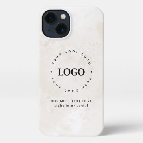 Business Company Custom Logo  Text Chic Marble    iPhone 13 Case