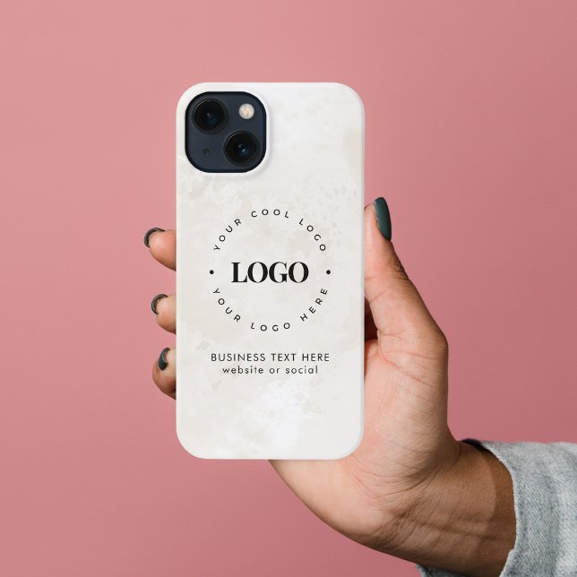 Business Company Custom Logo & Text Chic Marble    iPhone Case (Creator Uploaded)