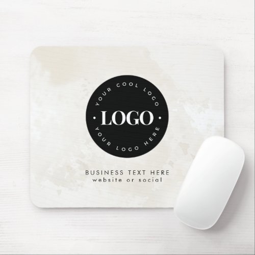 Business Company Custom Logo  Text Chic Marble Mouse Pad