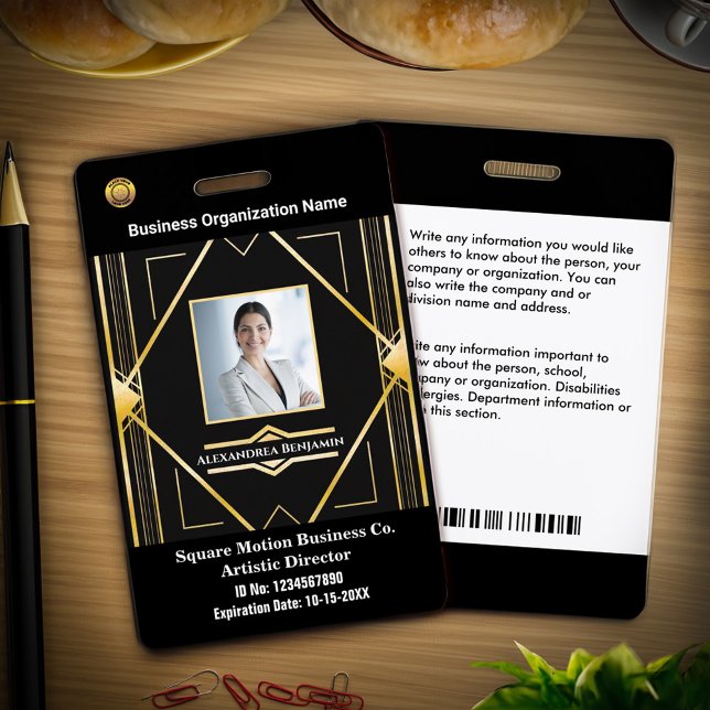 Business Company Employee Photo Logo Bar Code ID Badge (Business Company Employee Photo Logo Bar Code ID Badge is elegant and modern for employees. )