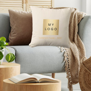 Business company logo beige elegant modern throw pillow