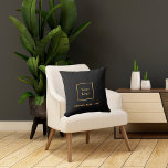 Business company logo black elegant modern throw pillow<br><div class="desc">An elegant black background. Templates for your business,  company logo and a text.  Golden letters.  If you want the pillow without text,  use your back-space key to delete.

This pillow is also available in our store in purple or faux gold background.</div>