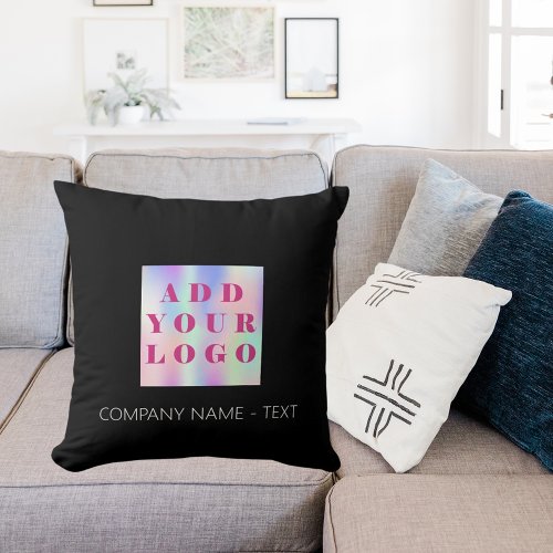 Business company logo black elegant modern throw pillow