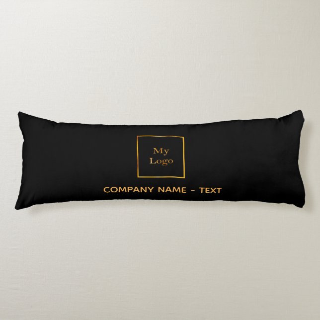 Business company logo black gold elegant body pillow (Front)