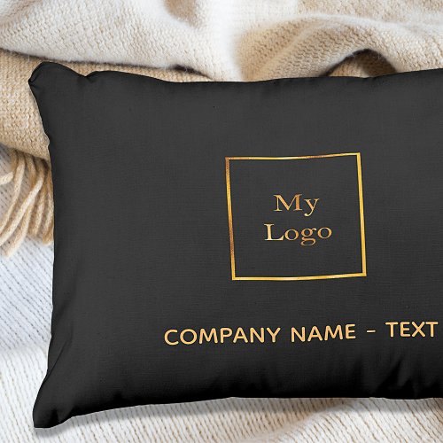 Business company logo black gold elegant outdoor pillow