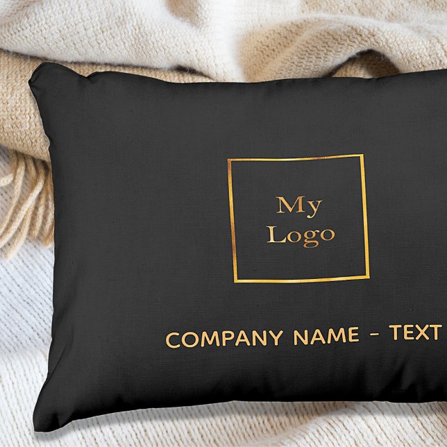 Business company logo black gold elegant outdoor pillow (Creator Uploaded)