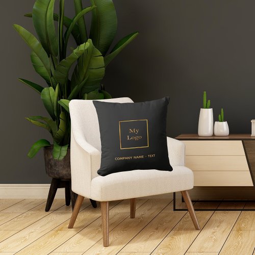 Business company logo black gold elegant outdoor pillow