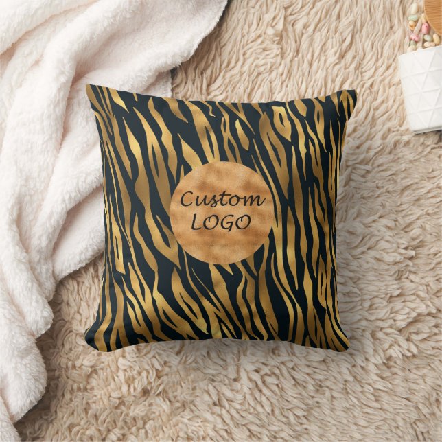 Business company logo black gold safari animal throw pillow (Blanket)