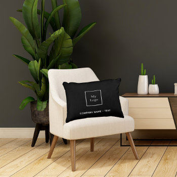 Business Company Logo Black White Elegant Accent Pillow by ThunesBiz at Zazzle