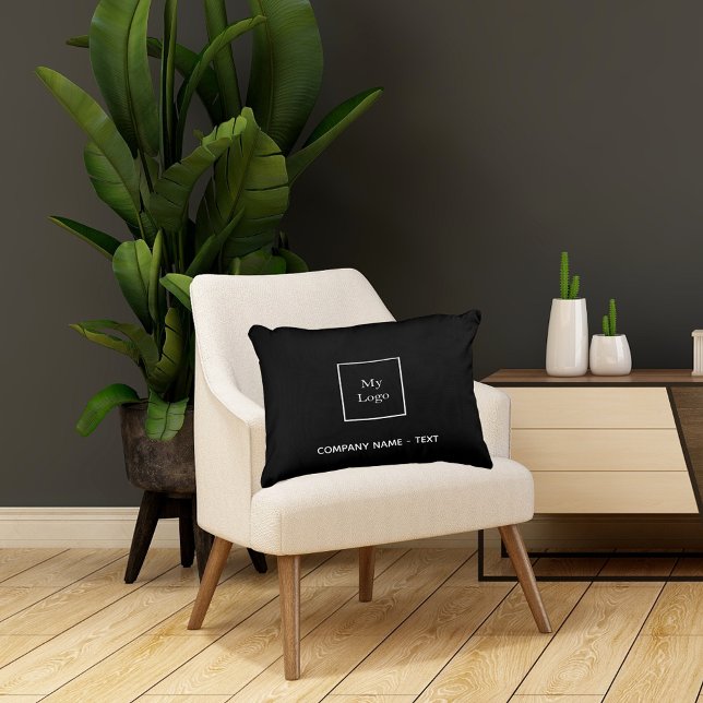 Business company logo black white elegant accent pillow (Creator Uploaded)