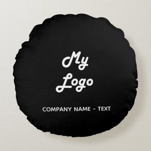 Business company logo black white elegant round pillow