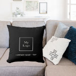 Business company logo black white elegant throw pillow<br><div class="desc">A stylish black background. Personalize and add your business,  company logo and a text.  White letters.  If you want the pillow without text,  use your back-space key to delete.</div>