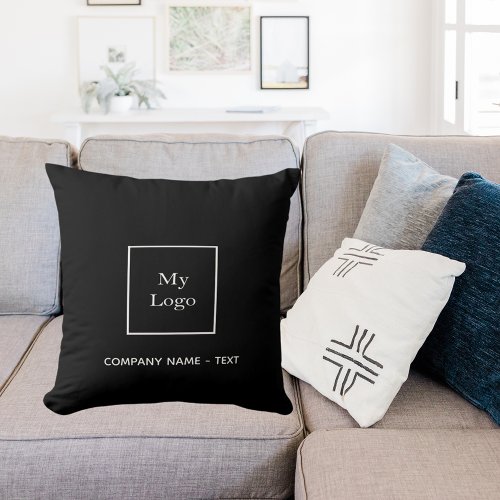 Business company logo black white elegant throw pillow
