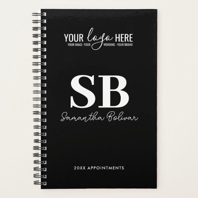 Business Company Logo Black White Monogram 2024 Planner (Front)