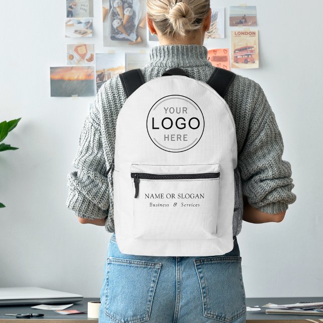 Business Company Logo Brand Modern Swag Custom Printed Backpack (Creator Uploaded)