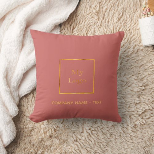 Business company logo brown red modern throw pillow