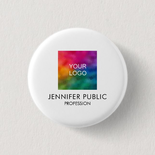 Business Company Logo Custom Add Your Text Image Button (Front)