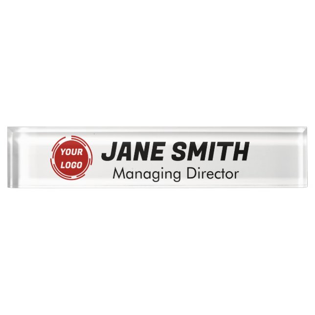 Business Company Logo CUSTOM Desk Name Plate (Front)