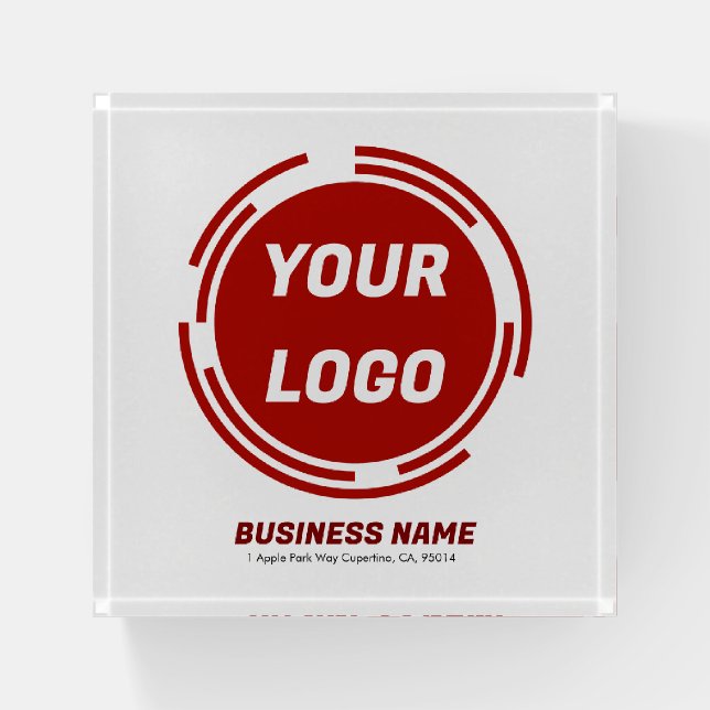 Business Company Logo Custom Paperweight (Front)