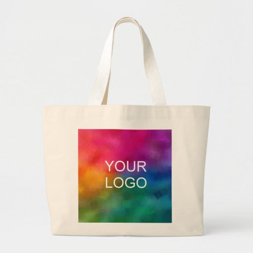 Business Company Logo Custom Upload Your Design Large Tote Bag