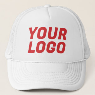 Business Company Logo CUSTOM White & Red Trucker Hat