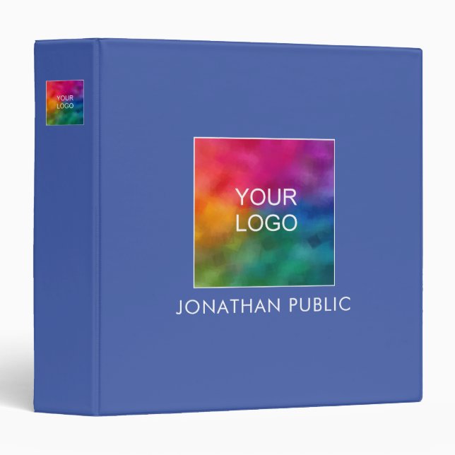 Business Company Logo Elegant Medium Blue 3 Ring B 3 Ring Binder (Front/Spine)