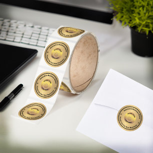 Business Company Logo Gold Black Modern            Classic Round Sticker