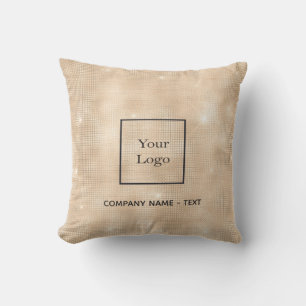 Business company logo golden elegant sparkle glam outdoor pillow