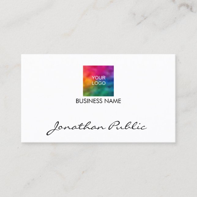Business Company Logo Here Modern Top Template Business Card (Front)