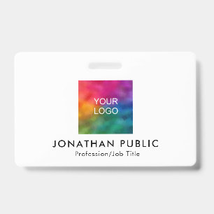 Business Company Logo Here QR Code Name Template Badge