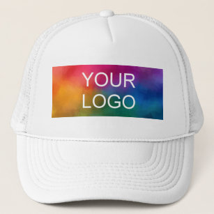 Business Company Logo Here Template Elegant White Trucker Hat