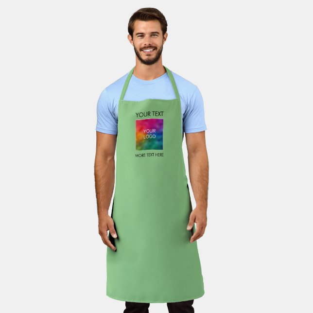 Business Company Logo Here Template Sage Green Apron (Worn)