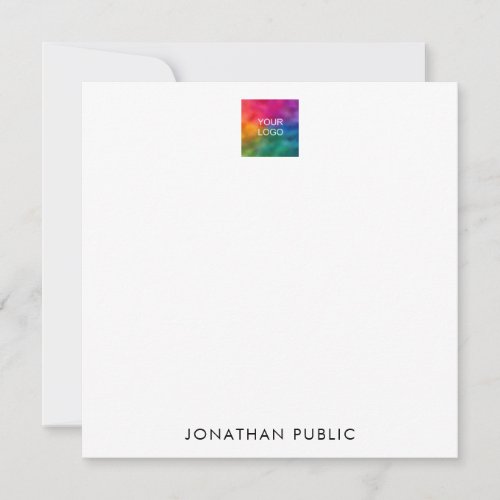 Business Company Logo Here Your Name Modern Note Card