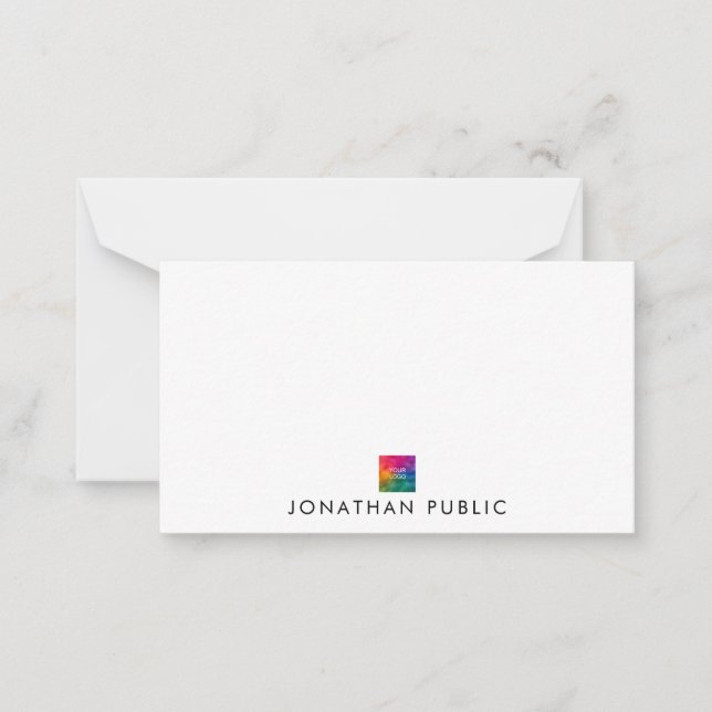 Business Company Logo Here Your Name Simple Note Card (Front)