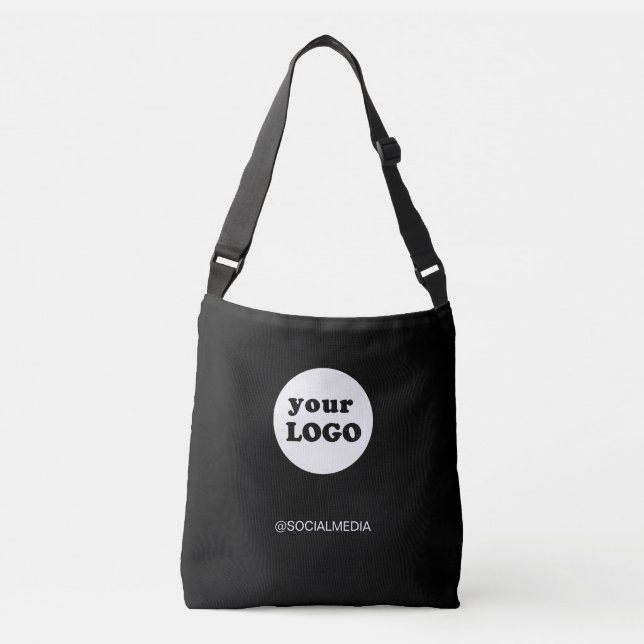 Business Company Logo Modern Black  Crossbody Bag (Front)