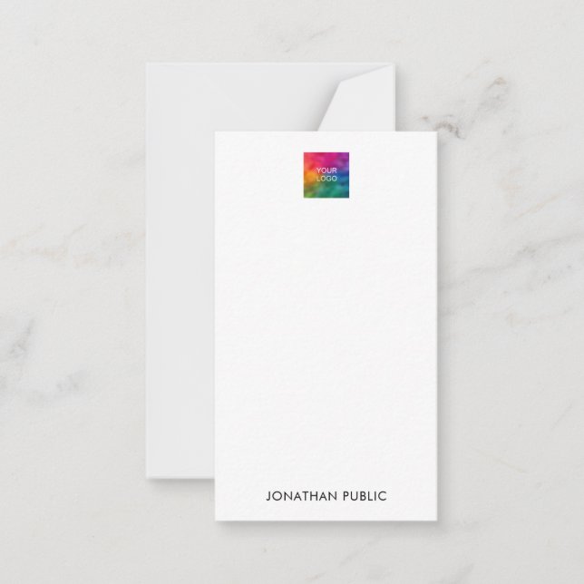 Business Company Logo Name Here Modern Vertical Note Card (Front)
