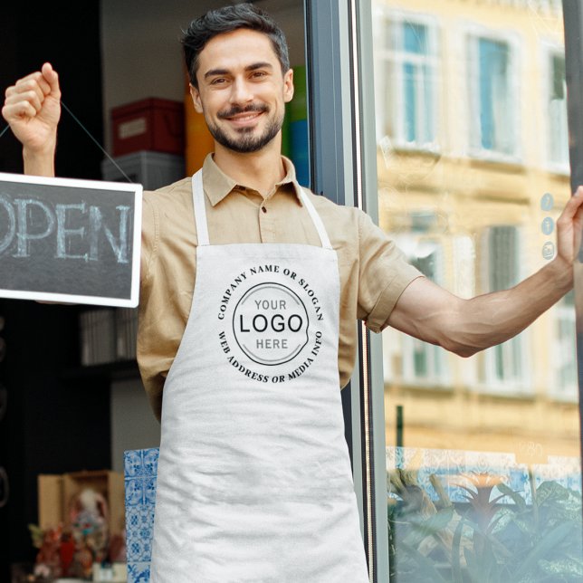 Business Company Logo or Brand Modern Professional Apron (Creator Uploaded)