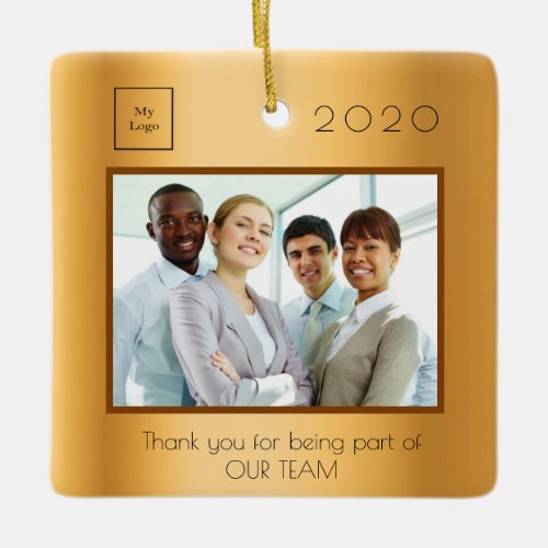 Business Company logo photo thank you gold award Ceramic Ornament