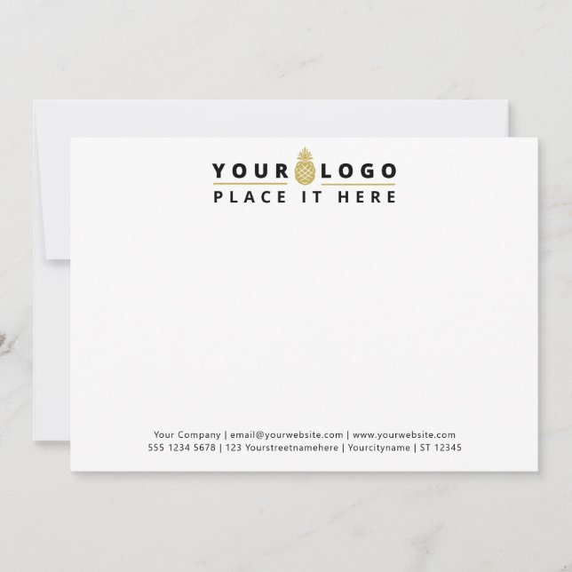 Business Company Logo Professional White Note Card (Front)