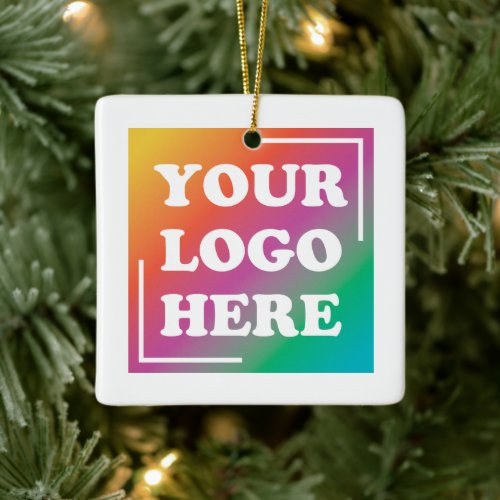 Business Company Logo Promo Christmas Ceramic Ornament