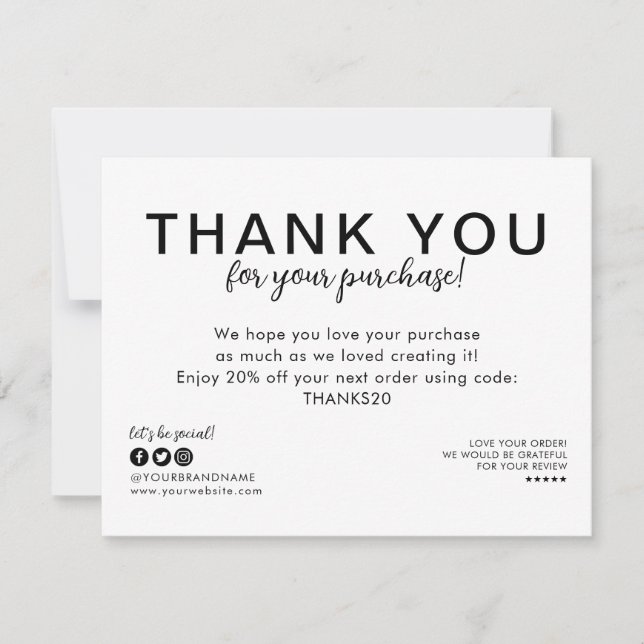 Business Company Logo Promotion Thank You Purchase Invitation (Front)