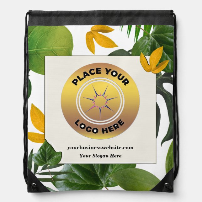 Business Company Logo Promotional Marketing Drawstring Bag (Front)