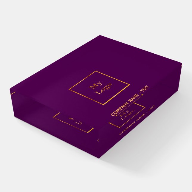 Business company logo purple elegant modern paperweight (Angled)