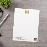 Business company logo QR code brand color Letterhead<br><div class="desc">Transparent background,  add your brand color in the design tool.  Personalize and add your business,  company logo and contact information. Add your website url to the QR code.  Black letters

Print on both sides,  without logo on the back.</div>