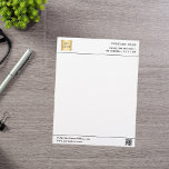 Business company logo QR code Letterhead<br><div class="desc">White background.  Personalize and add your business,  company logo and contact information. Add your website url to the QR code.  Black letters

Print on both sides,  but without logo on the back.</div>