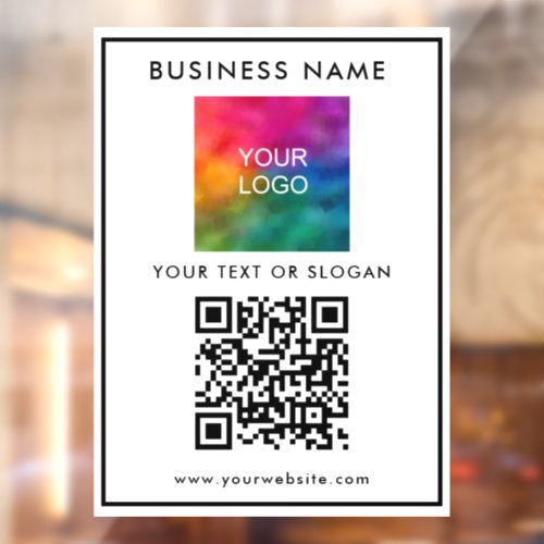 Business Company Logo QR Code Modern Elegant Best Window Cling