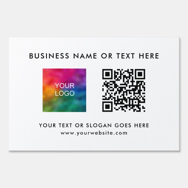 Business Company Logo QR Code Template Yard Sign (Front)